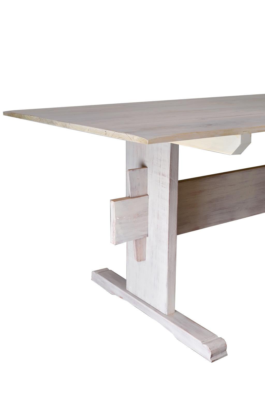 Gustavian Bonnin Ashley Custom Bench-Made Scandinavian-Inspired Trestle Dining Table For Sale