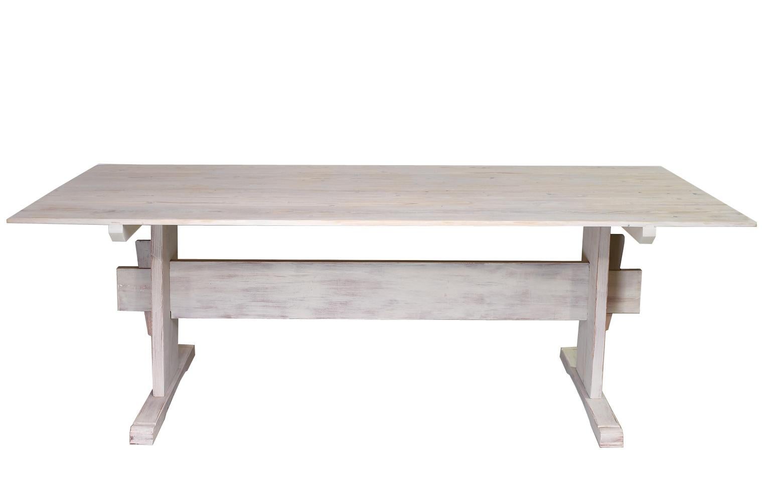 Bonnin Ashley Custom Bench-Made Scandinavian-Inspired Trestle Dining Table In New Condition For Sale In Miami, FL
