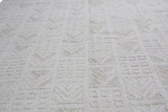 Scandinavian Inspired Geometric Gray Wool Pile Rug