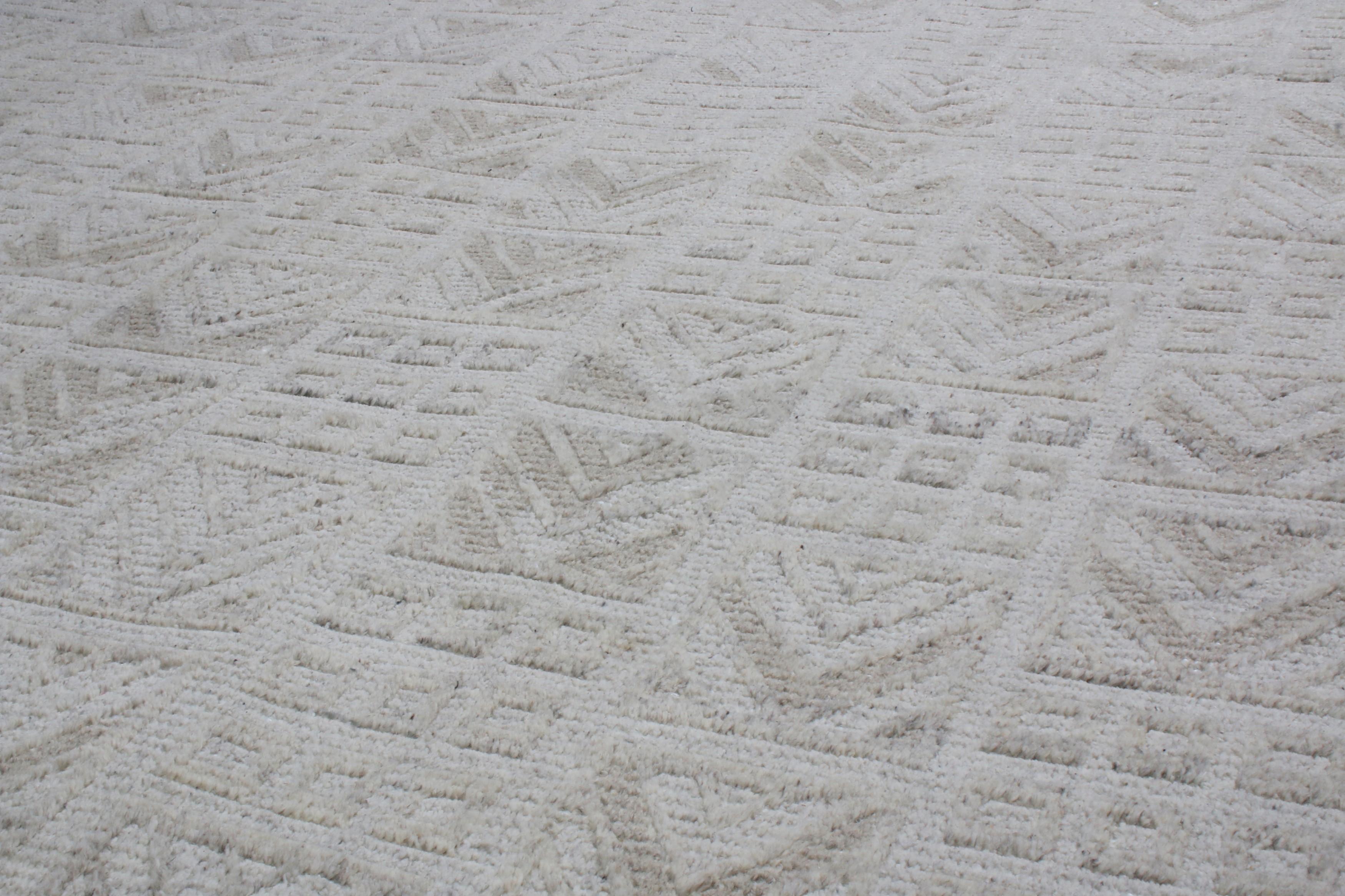 Moderne Tapis en laine gris géométrique d'inspiration scandinave en vente