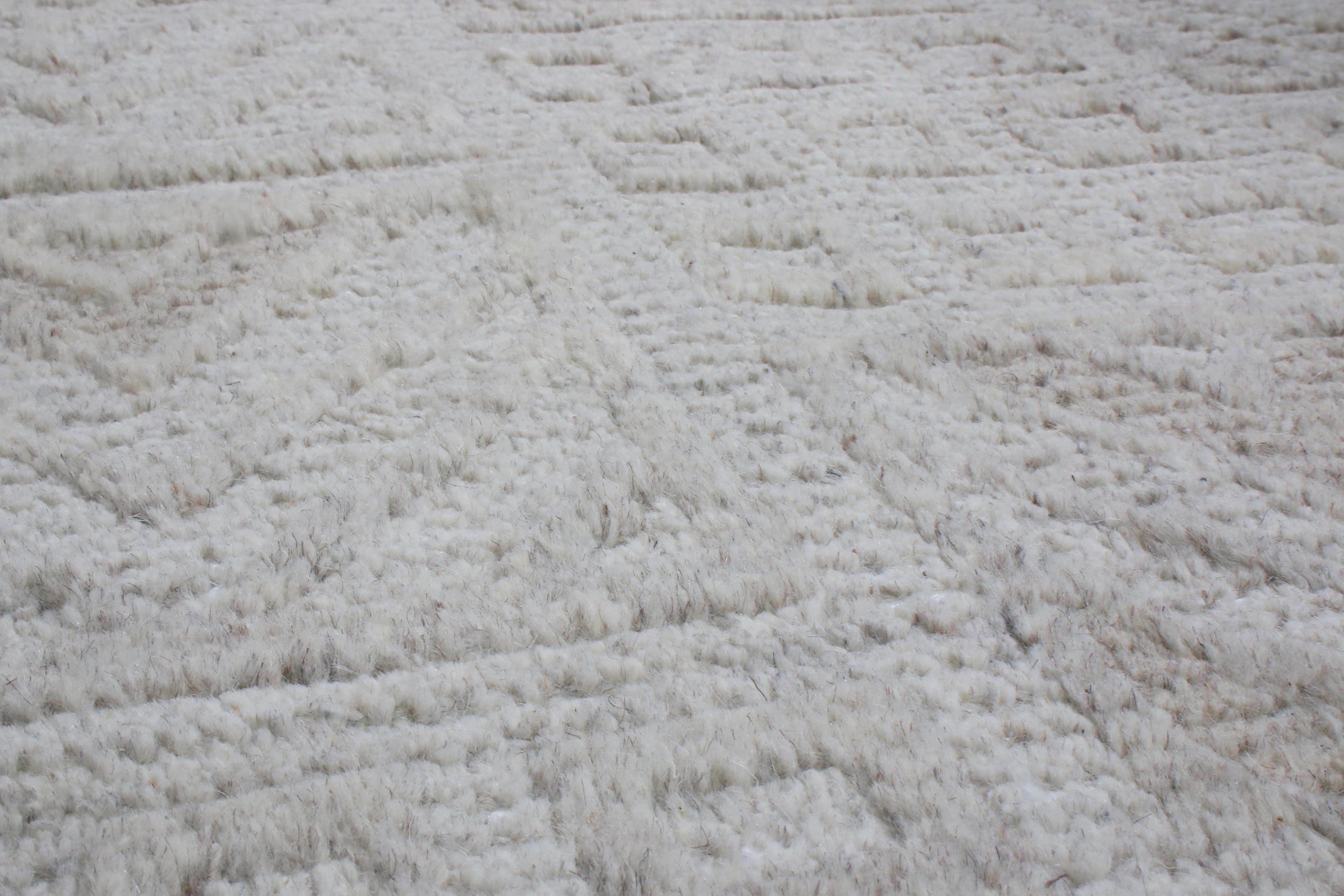 Tissé à la main Tapis en laine gris géométrique d'inspiration scandinave en vente