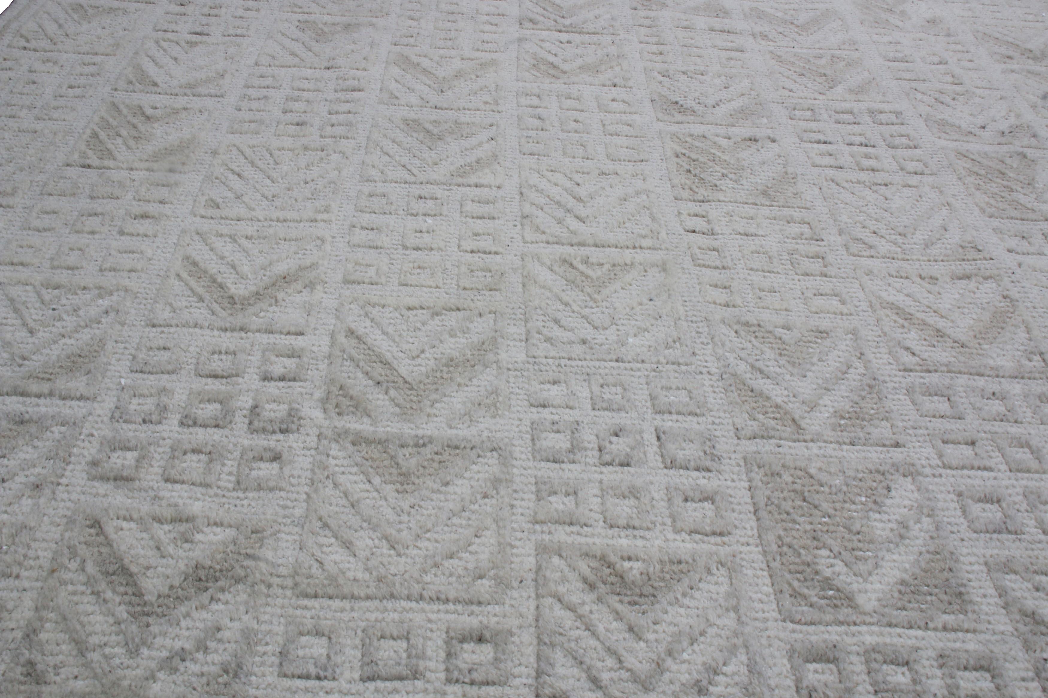 XXIe siècle et contemporain Tapis en laine gris géométrique d'inspiration scandinave en vente