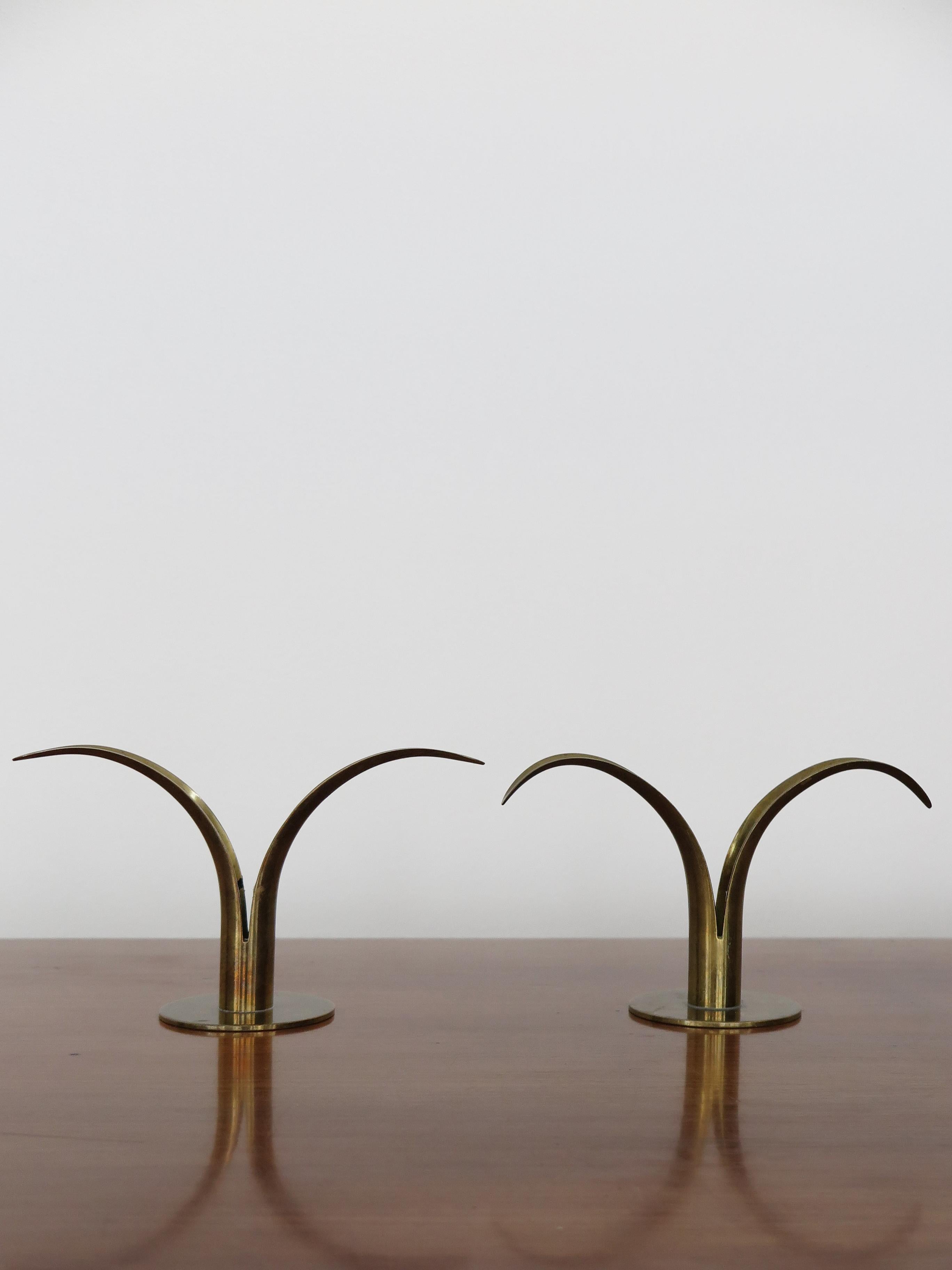 Scandinavian Modern Scandinavian Ivar Alenius Björk Brass Liljan Candleholder for Ystad Metal 1940s For Sale