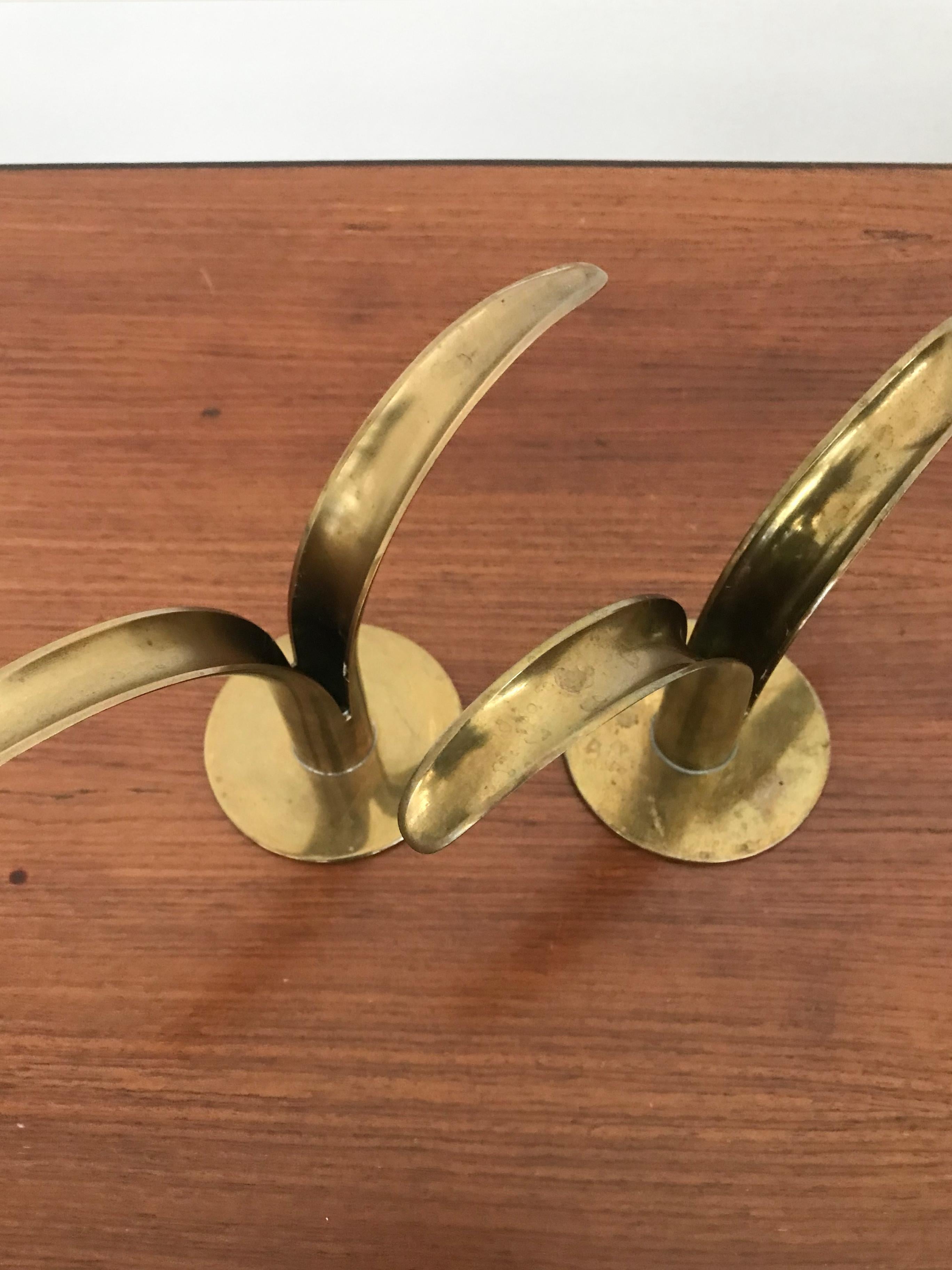 Mid-20th Century Scandinavian Ivar Alenius Björk Brass Liljan Candleholder for Ystad Metal 1940s For Sale