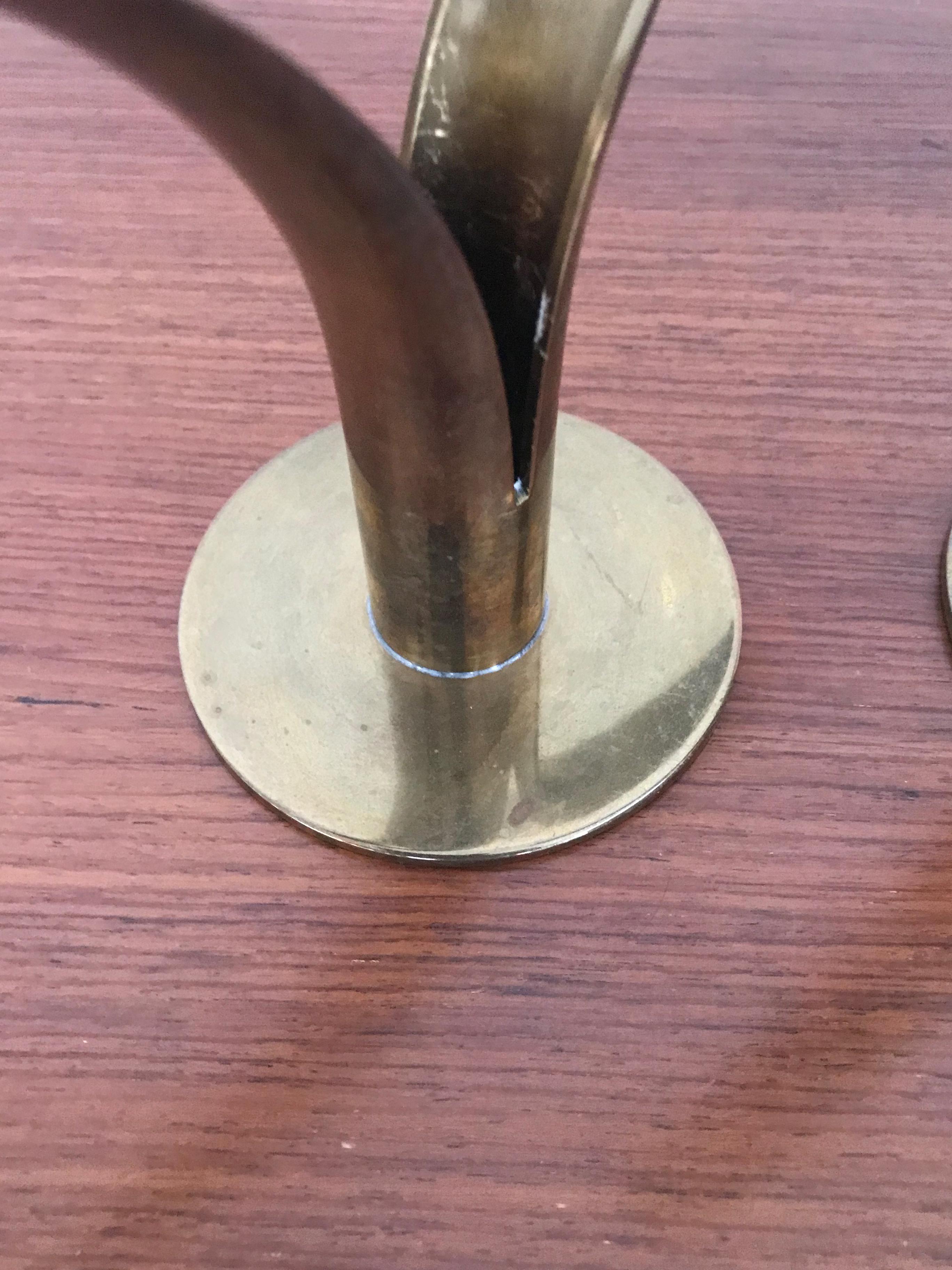 Scandinavian Ivar Alenius Björk Brass Liljan Candleholder for Ystad Metal 1940s For Sale 1