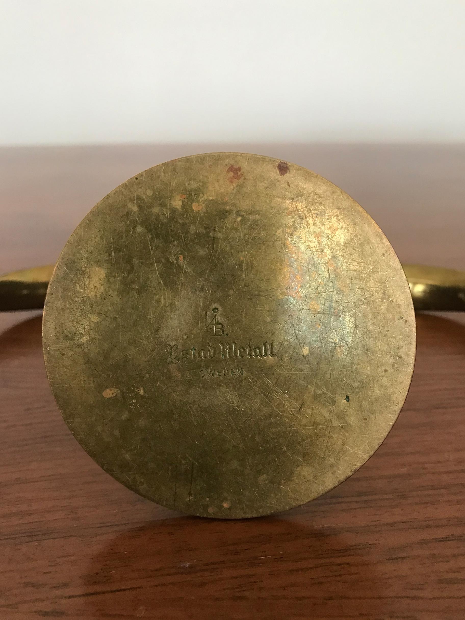 Scandinavian Ivar Alenius Björk Brass Liljan Candleholder for Ystad Metal 1940s For Sale 2