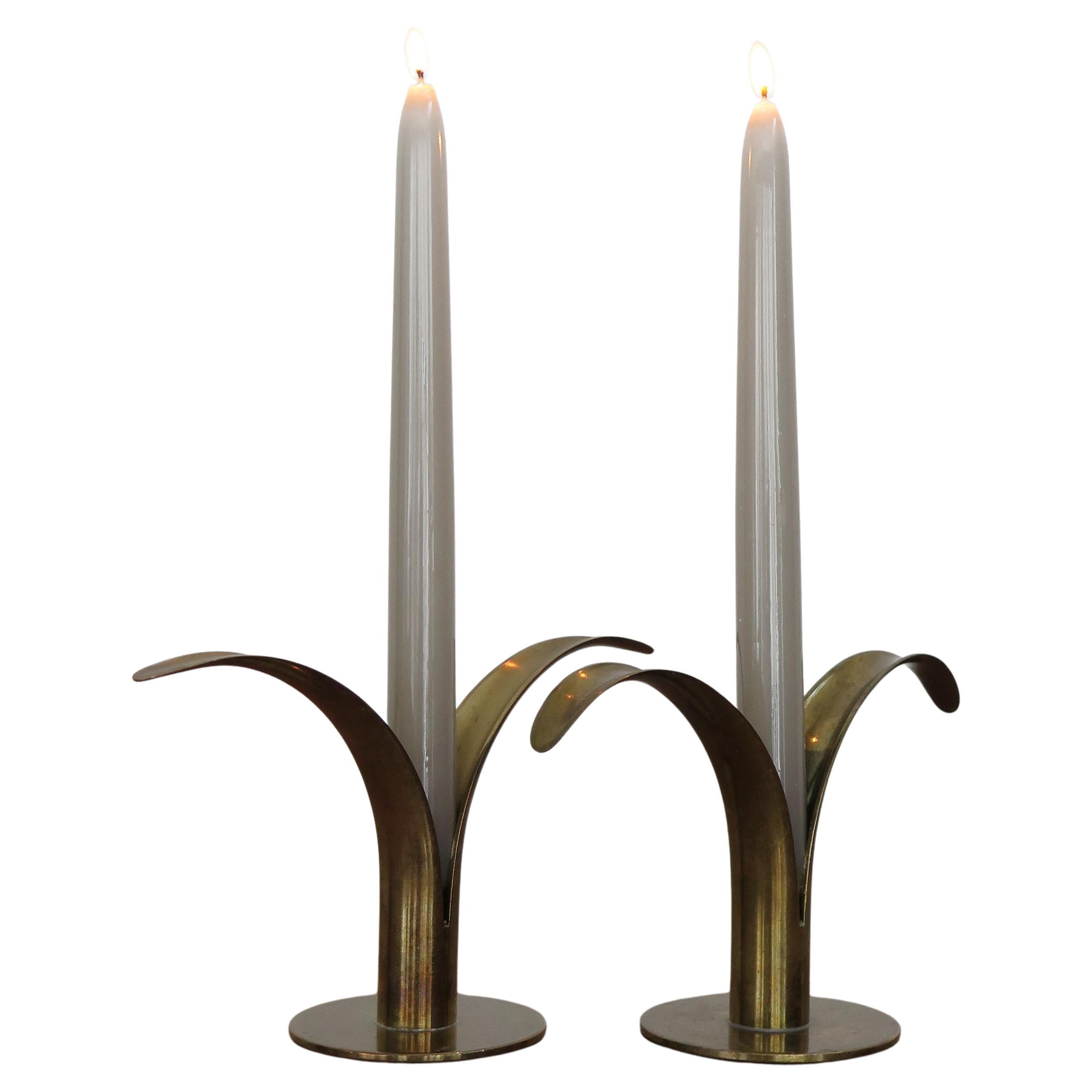 Scandinavian Ivar Alenius Björk Brass Liljan Candleholder for Ystad Metal 1940s