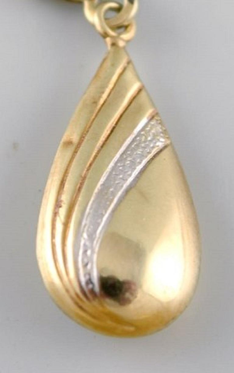 Modern Scandinavian Jeweler, a Pair of 14 Carat Gold Earrings, Mid-20th Century