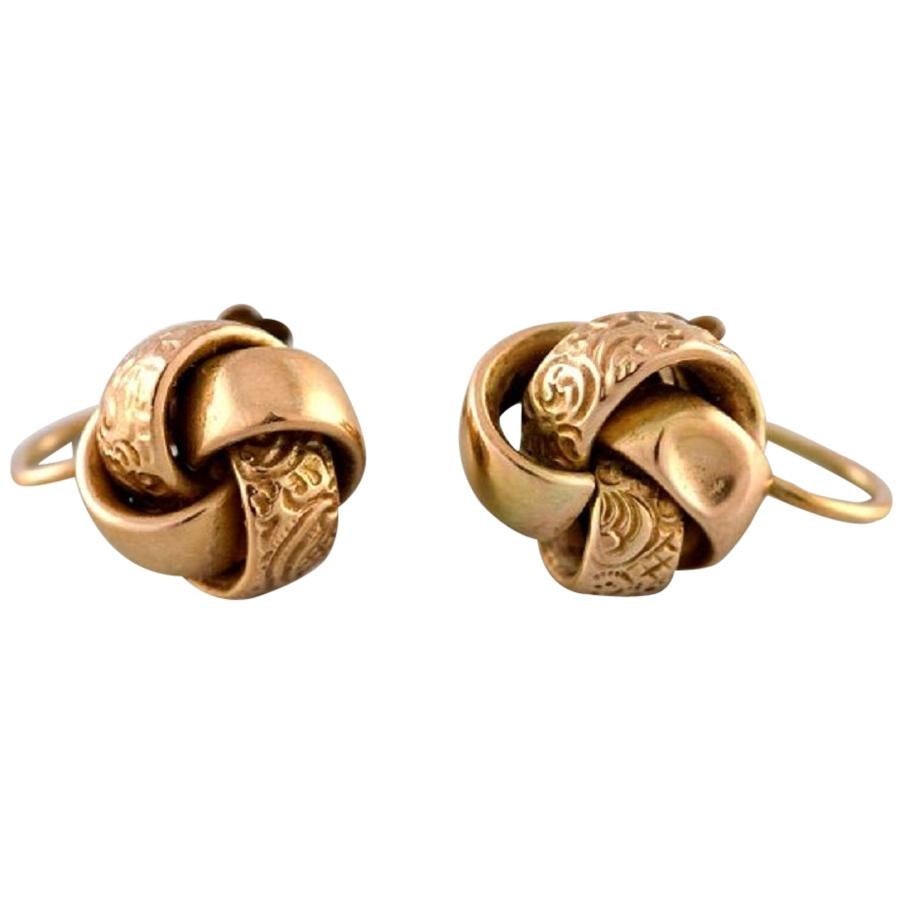 Scandinavian Jeweler, a Pair of Ear Studs in 14 Carat Gold, Mid-20th Century