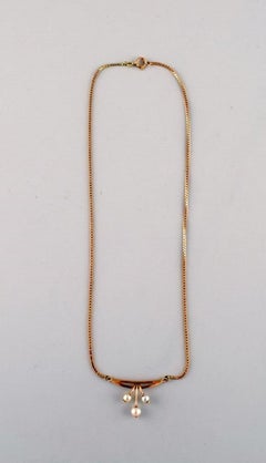 Scandinavian Jeweler, Modernist Necklace in 14 Carat Gold