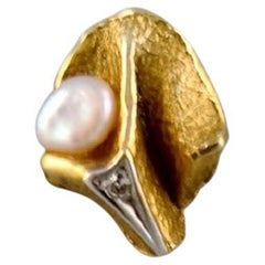 Scandinavian Jeweler, Organically Shaped Pendant in 14 Carat Gold