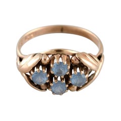 Scandinavian Jeweler, Ring in 14 Carat Gold Adorned with Semi-Precious Stones