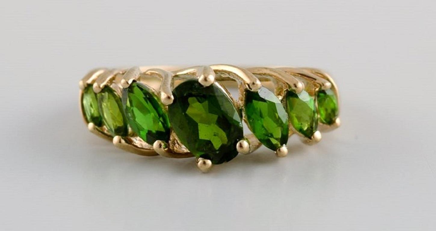 Women's Scandinavian Jeweler, Vintage Alliance in 8 Carat Gold with Green Stones