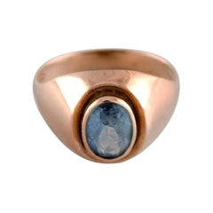 Scandinavian Jeweler, Vintage Ring in 14 Carat Gold with Semi-Precious Stone