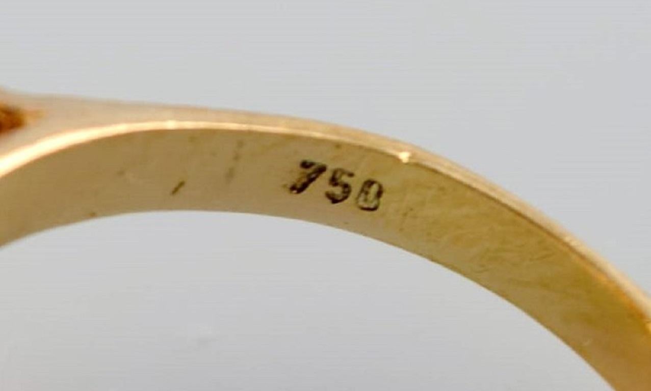 Skandinavischer Juwelier, Vintage-Ring aus 18 Karat Gold mit rauchigem Bergkristall Damen im Angebot