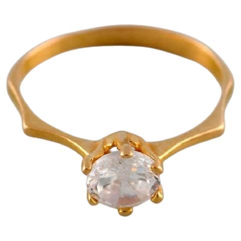 Scandinavian Jeweler, Vintage Ring in 21 Carat Gold Adorned with Brilliant For Sale