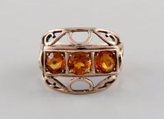 Scandinavian Jeweler, Vintage Ring in 8 Carat Gold with Semi-Precious Stones