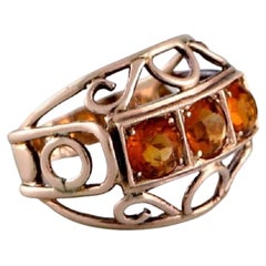 Gioielliere scandinavo, anello vintage in oro 8 carati con pietre semipreziose