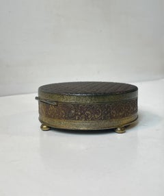 Scandinavian Jewelry Bronze Trinket Box with Daisies, 1920s