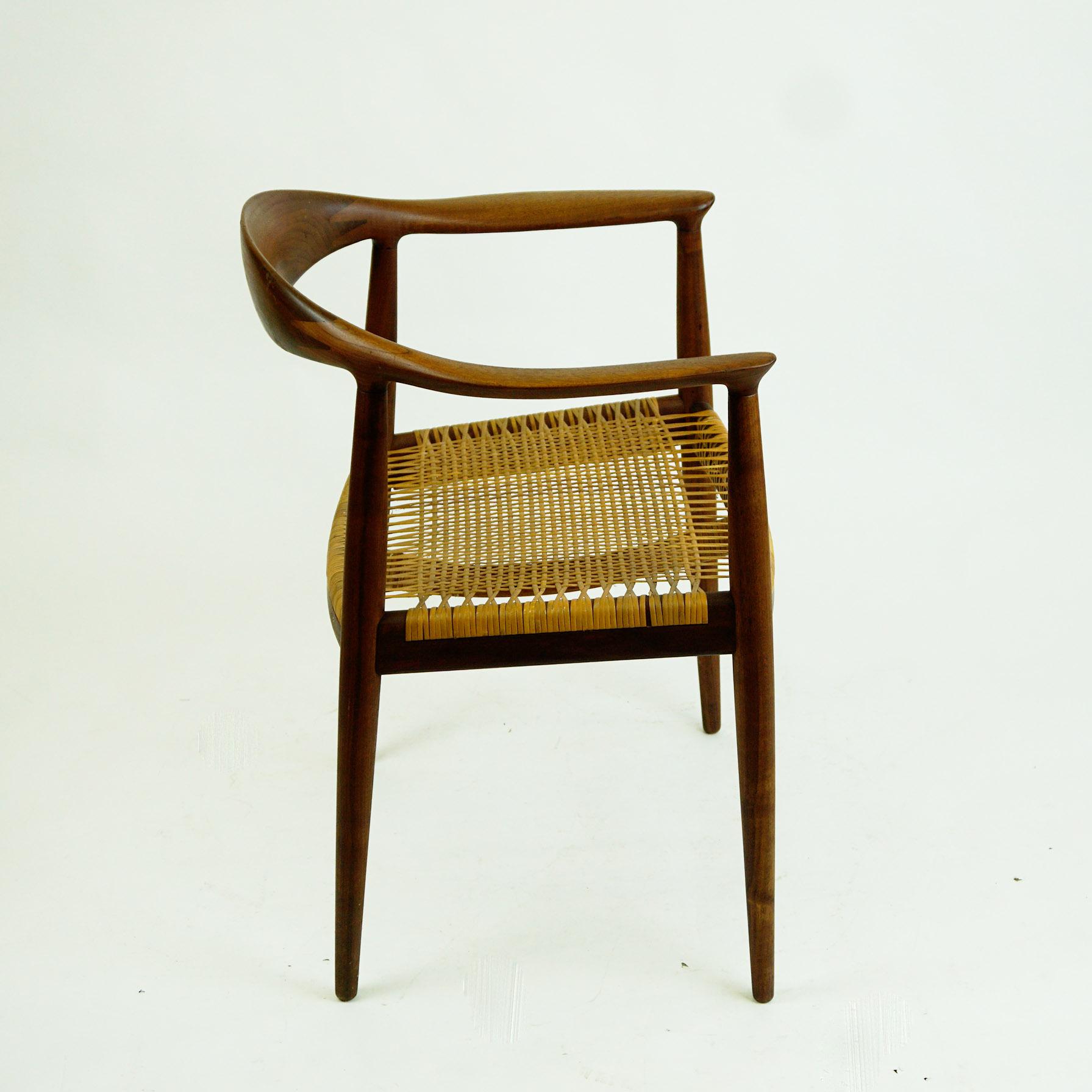 Scandinavian Modern Scandinavian JH 501 Teak and Cane Round Chair by Hans Wegner for Johannes Hansen