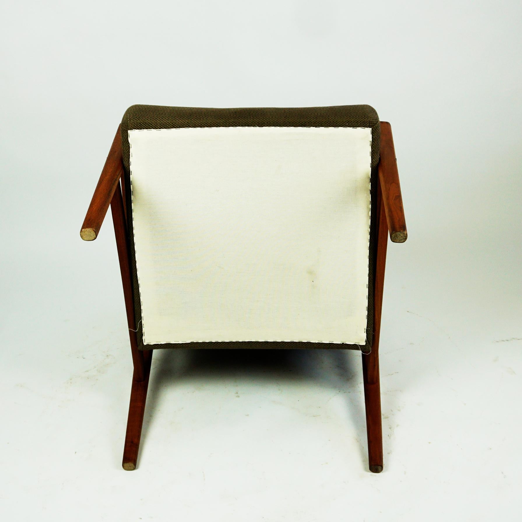 Scandinavian Khaki Green Teak Lounge Chair 4