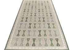 Rug & Kilim's Scandinavian Kilim Style Custom Rug, Grey, Blue, Green Pattern
