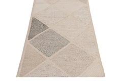 Rug & Kilim's Scandinavian Kilim Style Rug in White, Gray Diamond Pattern