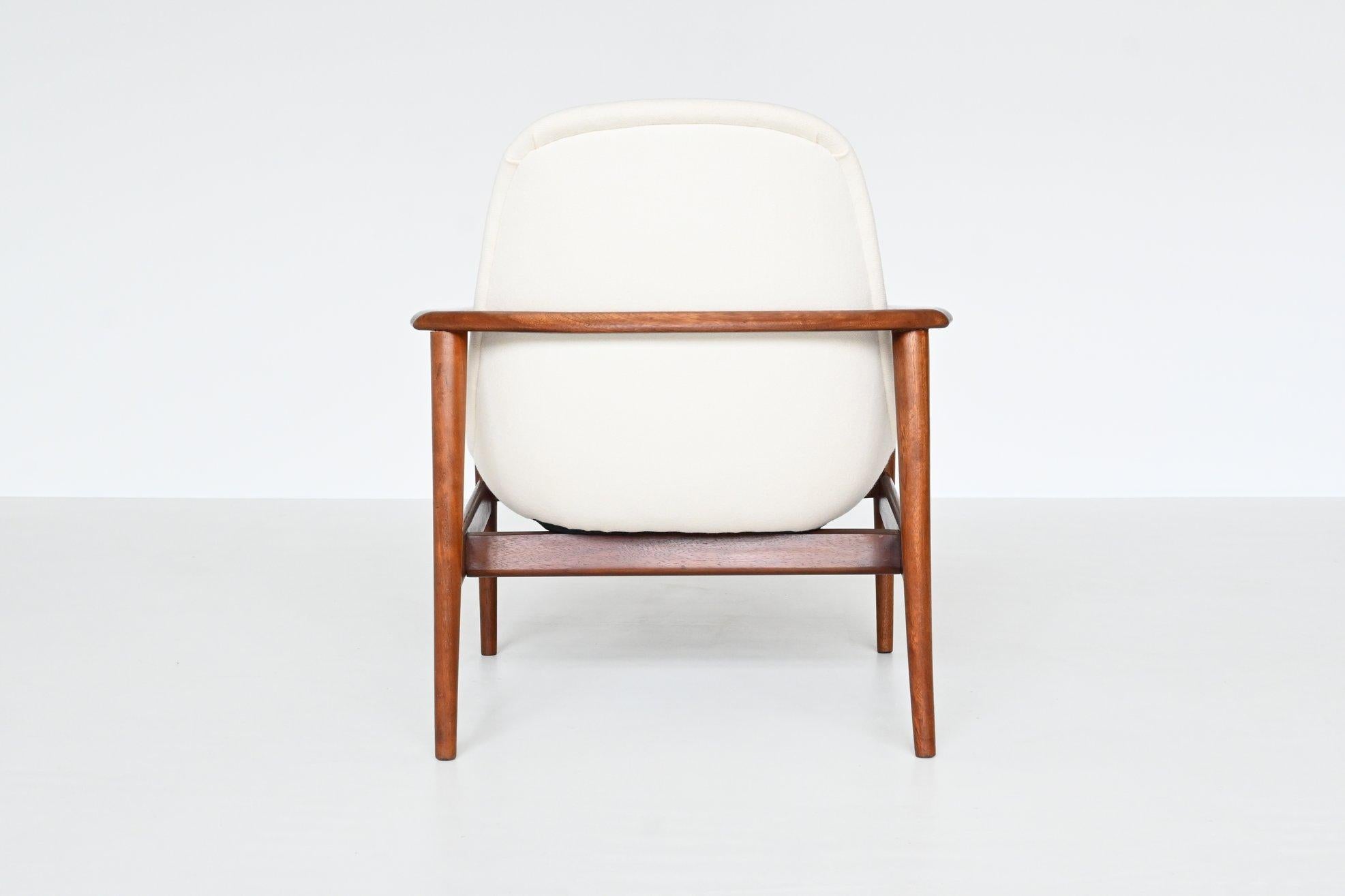 Wool Scandinavian Kofod Larsen Style Lounge Chair, Denmark, 1960