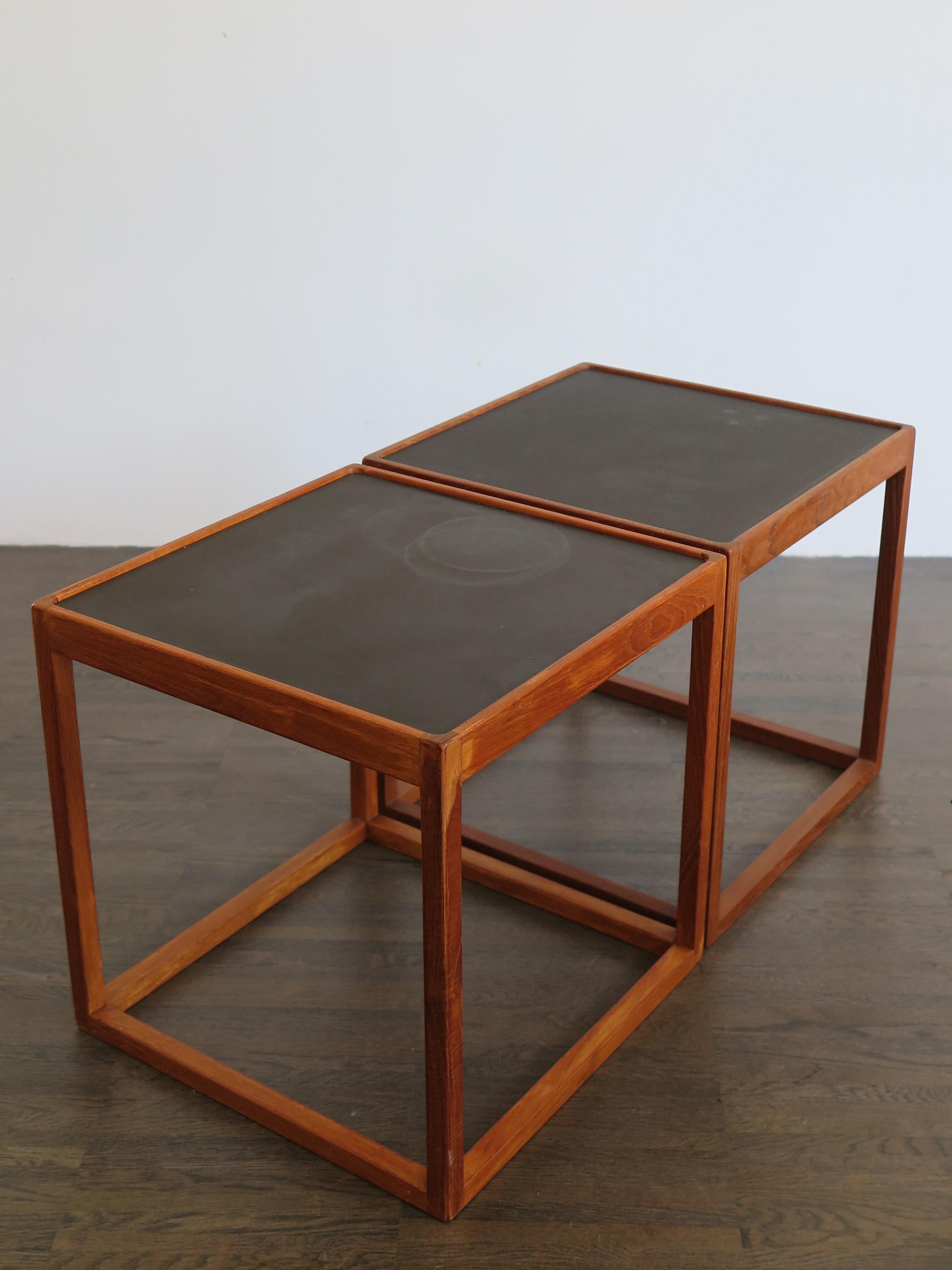 Danish Scandinavian Kurt Østervig Mid-Century Teak Black Coffe Tables Side Tables, 1960 For Sale