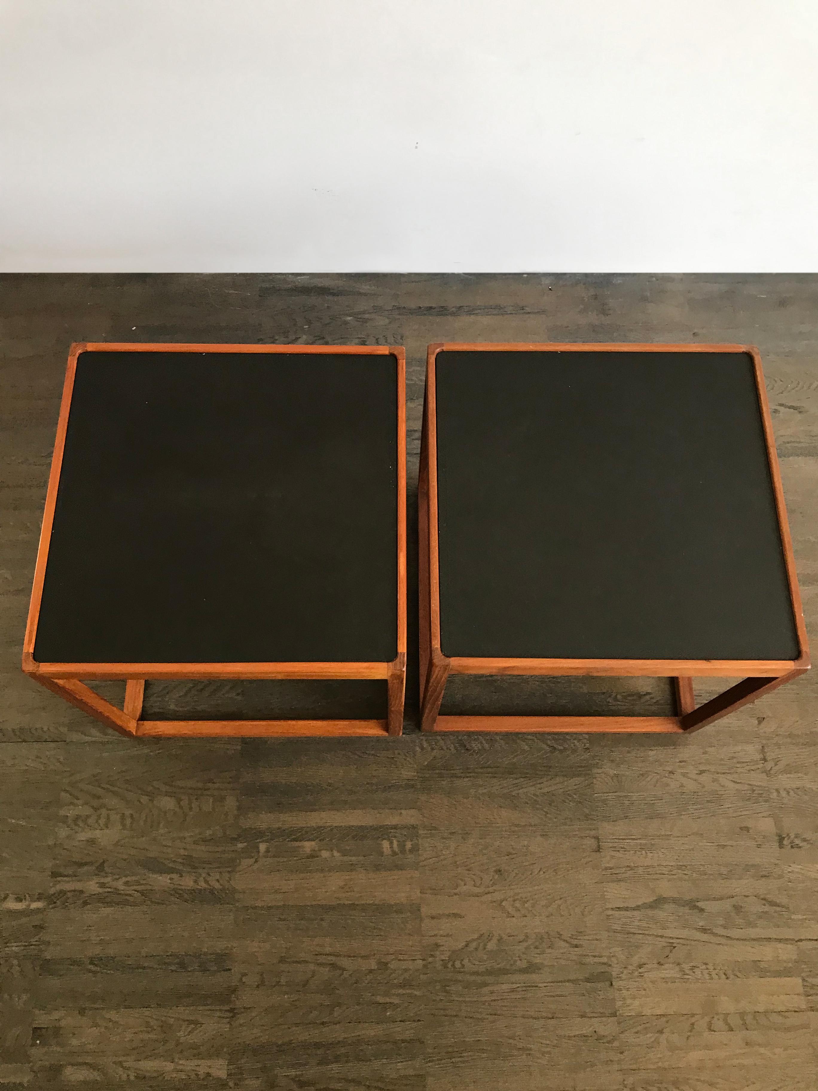 Scandinavian Kurt Østervig Mid-Century Teak Black Coffe Tables Side Tables, 1960 In Good Condition For Sale In Reggio Emilia, IT