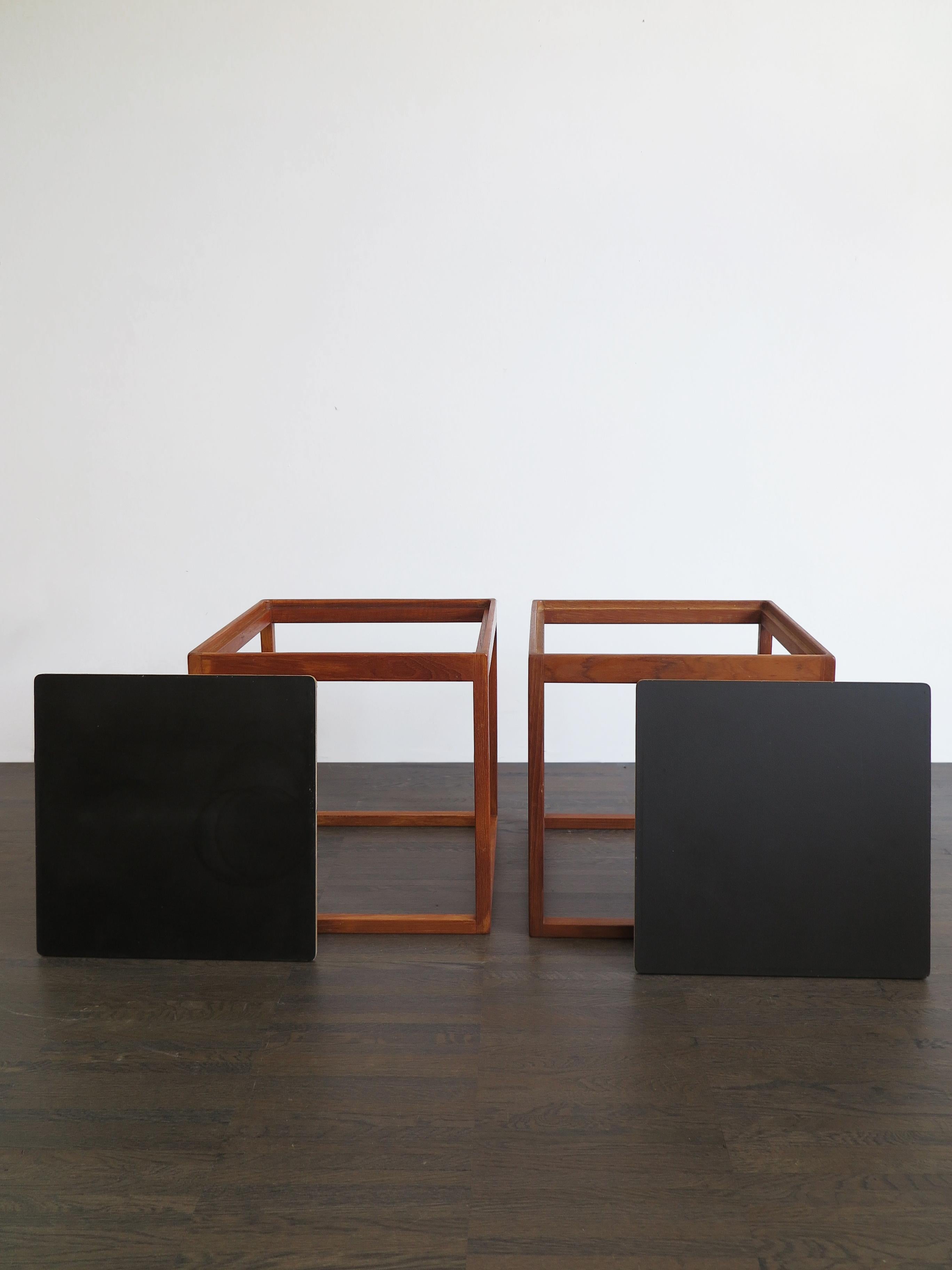 Mid-20th Century Scandinavian Kurt Østervig Mid-Century Teak Black Coffe Tables Side Tables, 1960 For Sale