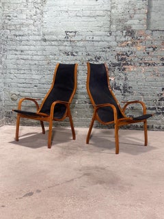 Sillas de salón escandinavas de cuero Lamino de Yngve Ekstrom, 1956