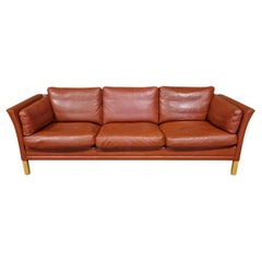 Vintage Scandinavian large 3-seater leather sofa, Denmark