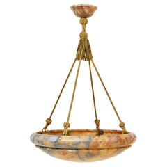Grande lampe suspendue scandinave art déco en albâtre