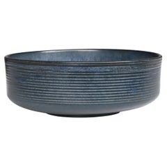 Scandinavian Large Blue Stoneware Bowl by Eva Stæhr-Nielsen for SAXBO, Denmark