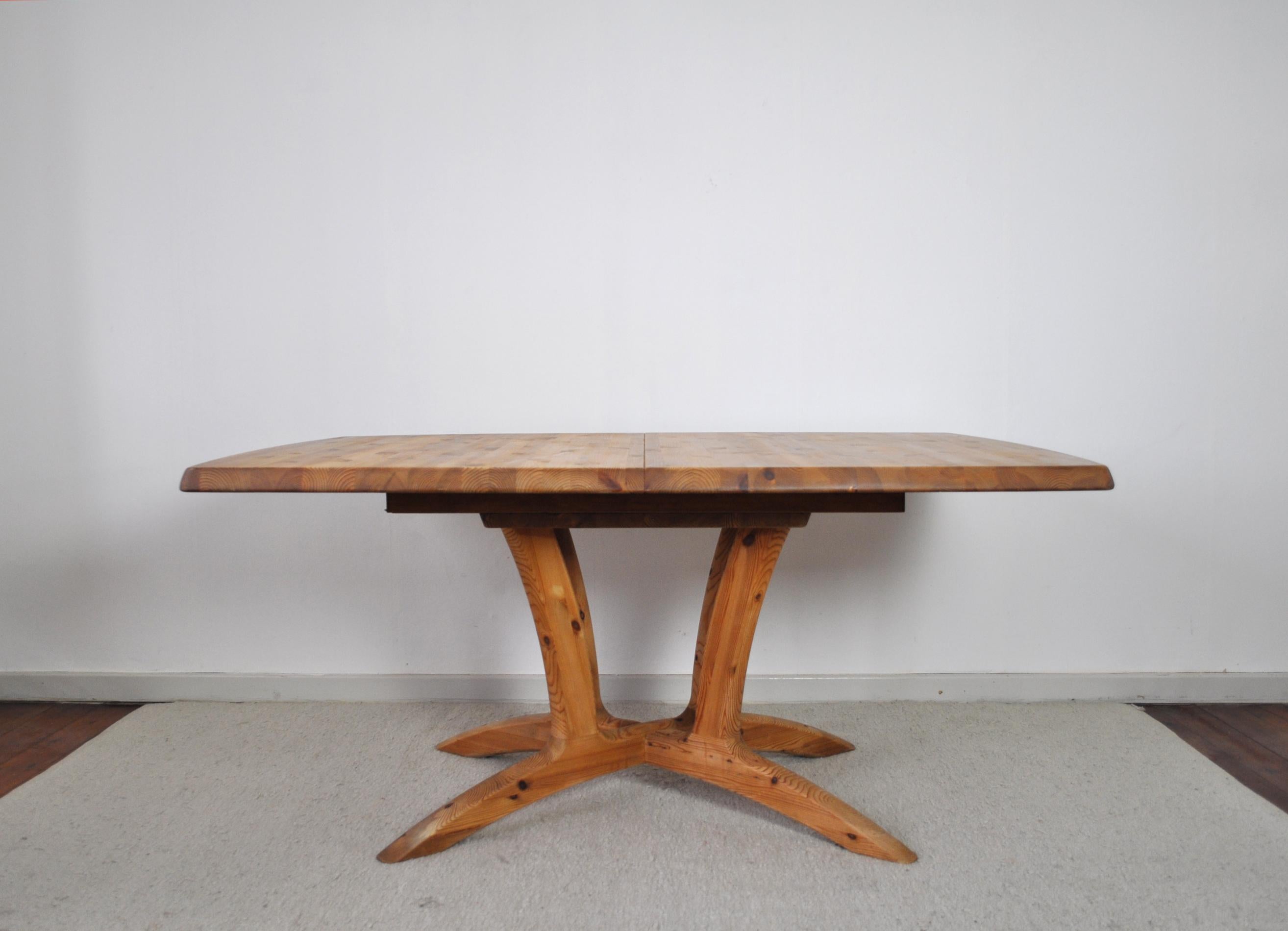 Organic Modern Scandinavian Large Extendable Pine Dining Table For Sale