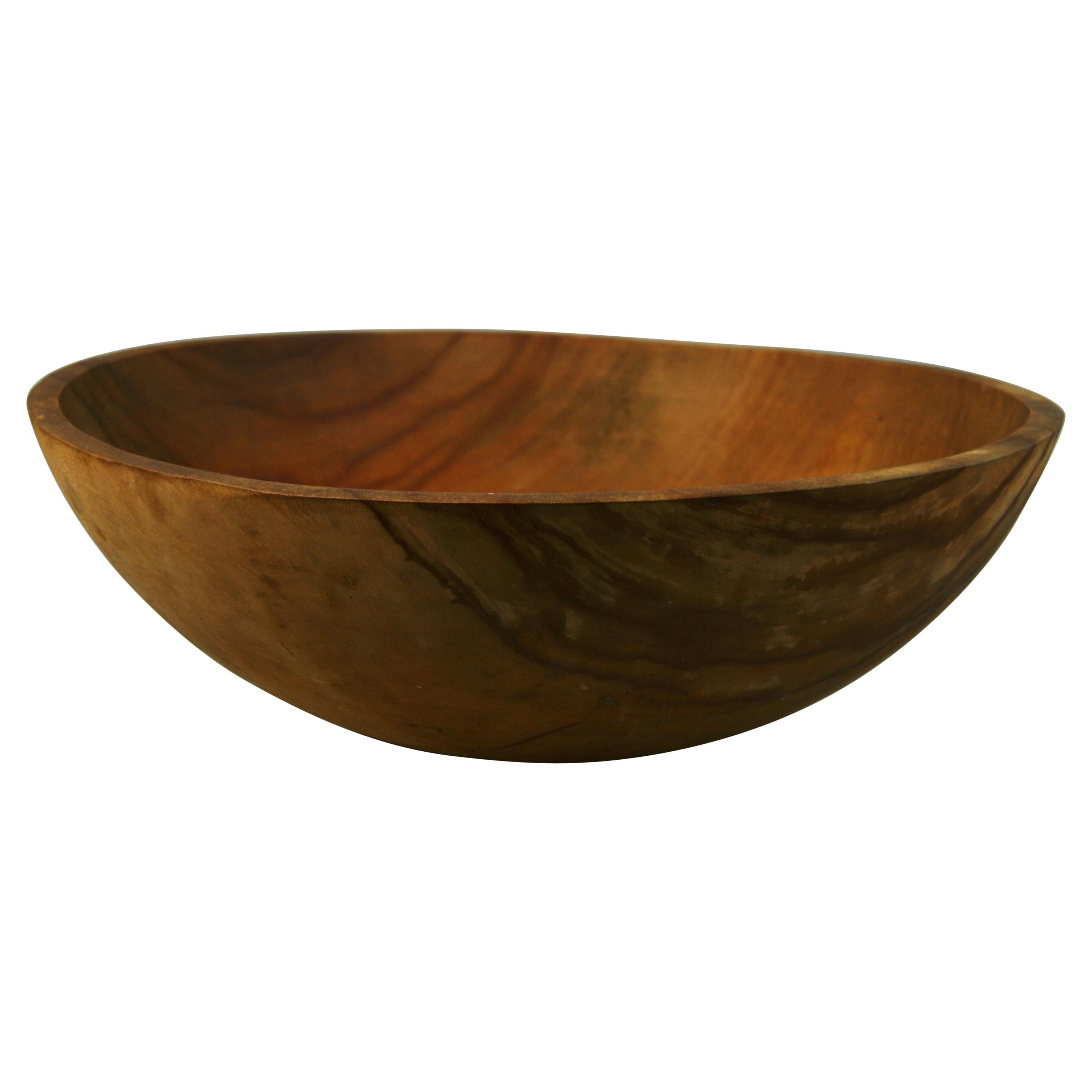 Antique Scandinavian Large Folk Art Carved Wood Bowl 1940 For Sale