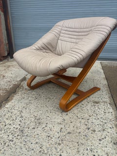 Scandinavian Leather and Teak Lounge Chairs