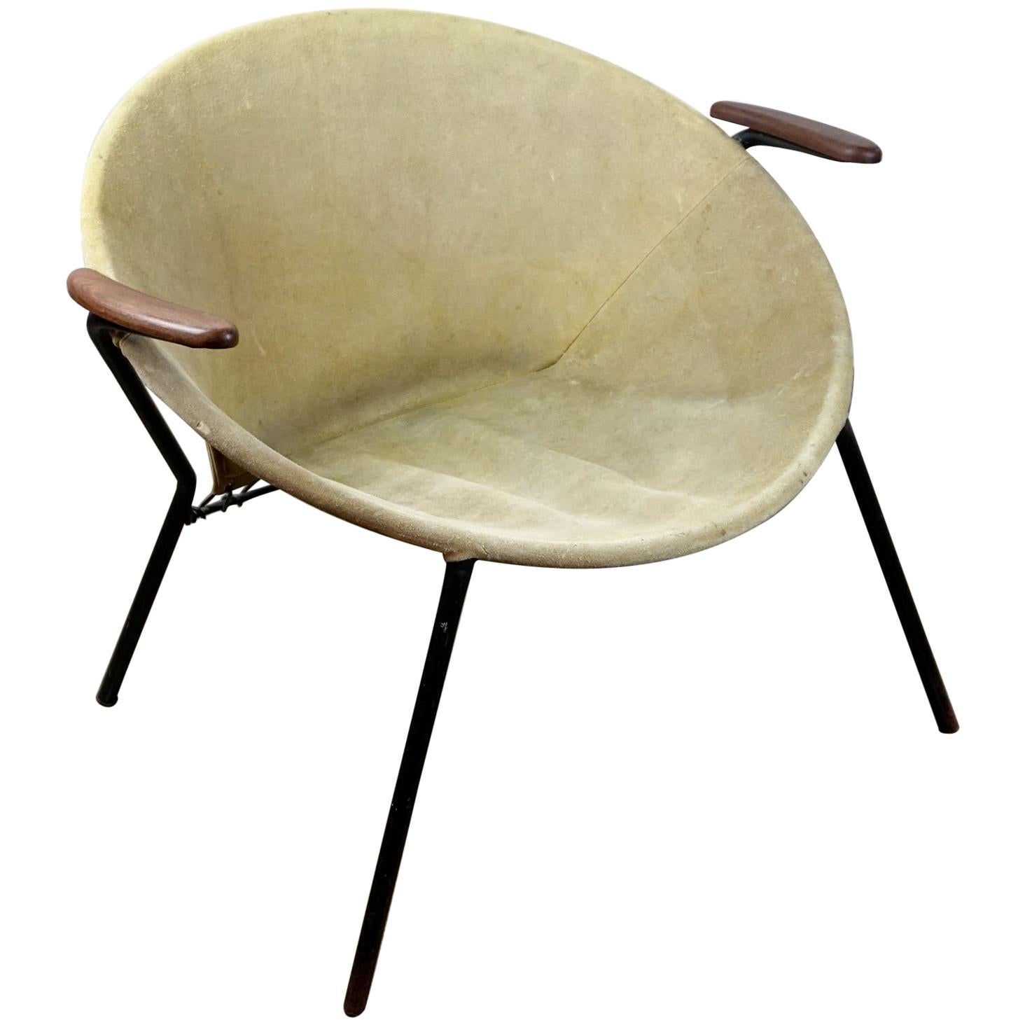 Scandinavian Leather Balloon  Armchair by Hans Olsen for Lea Denmark