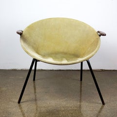 Scandinavian Leather Balloon Armchair by Hans Olsen for Lea Denmark