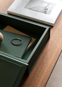 Scandinavian Leather Boxes for Storage, Cactus Green, Large