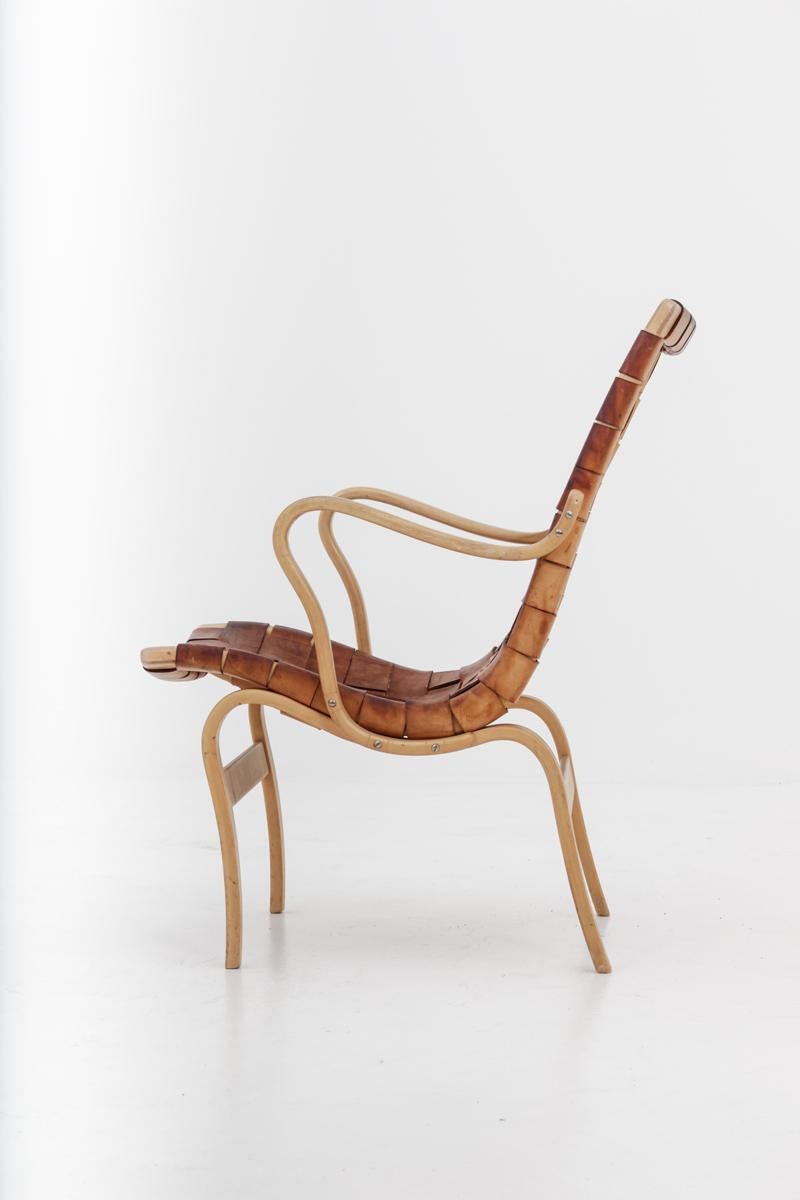 Scandinavian Modern Scandinavian Leather Easy Chair 