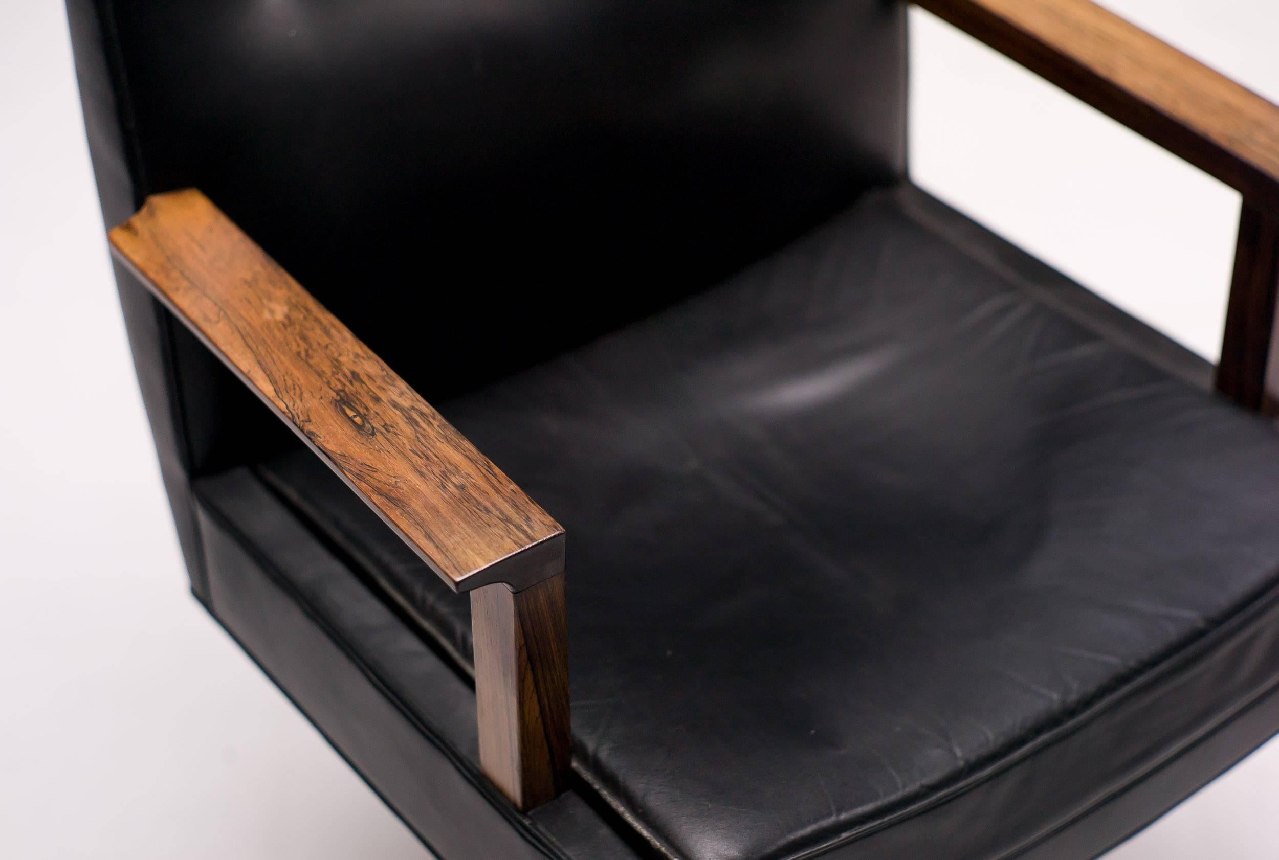 Mid-Century Modern Scandinavian Leather Executive Desk Chair