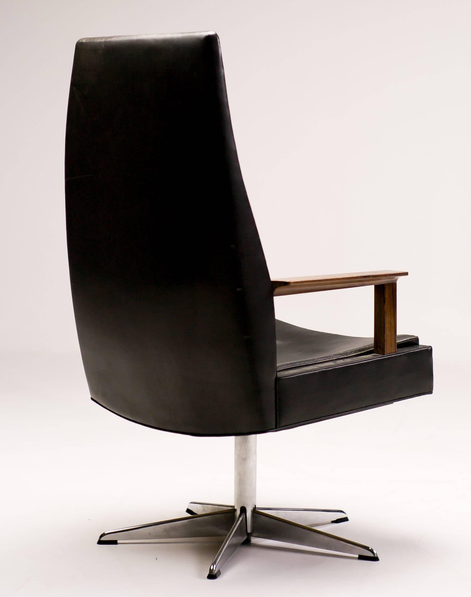 Danish Scandinavian Leather Executive Desk Chair
