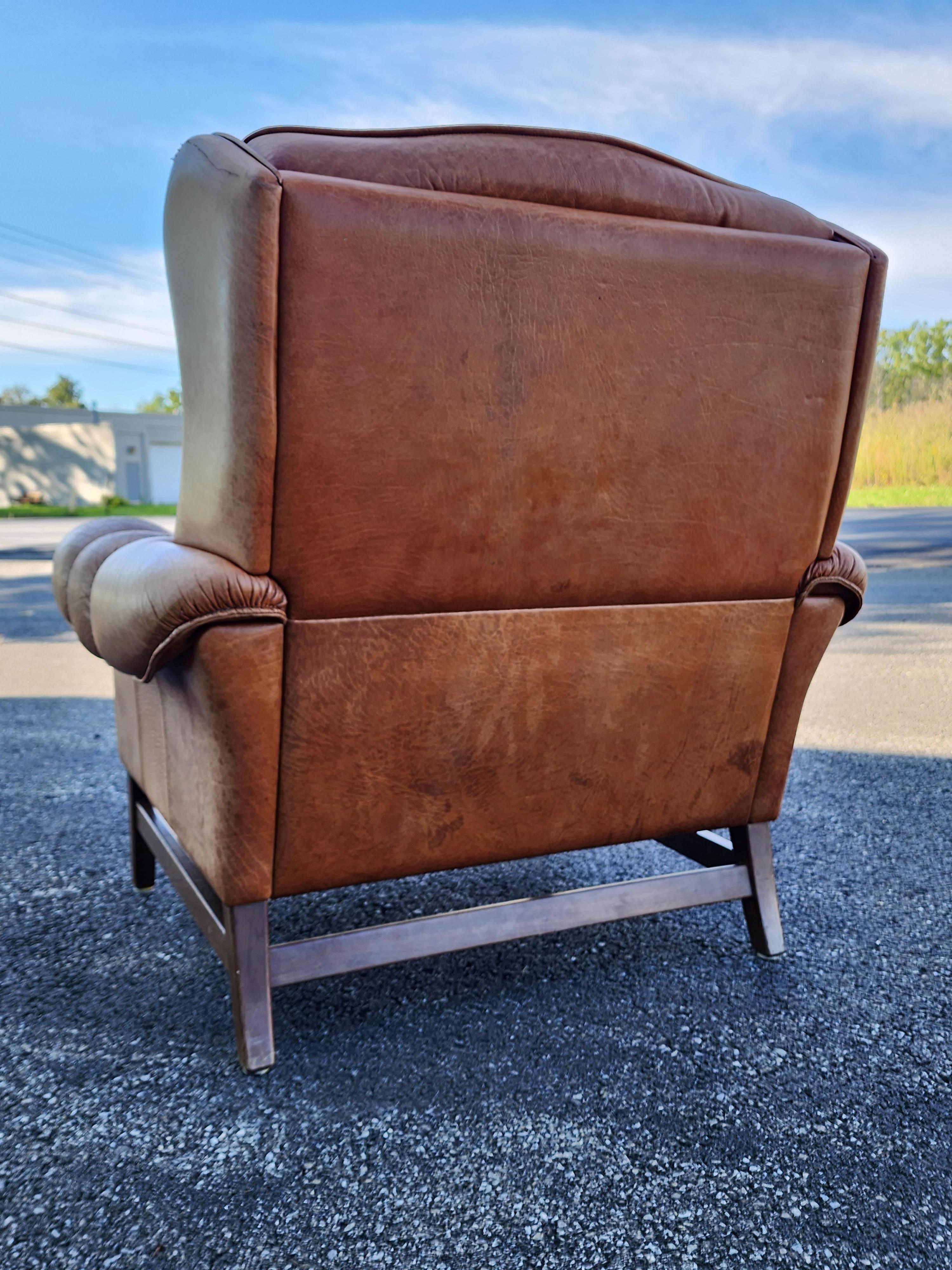 Danish Scandinavian Leather Lounge Chair Mid Cetury