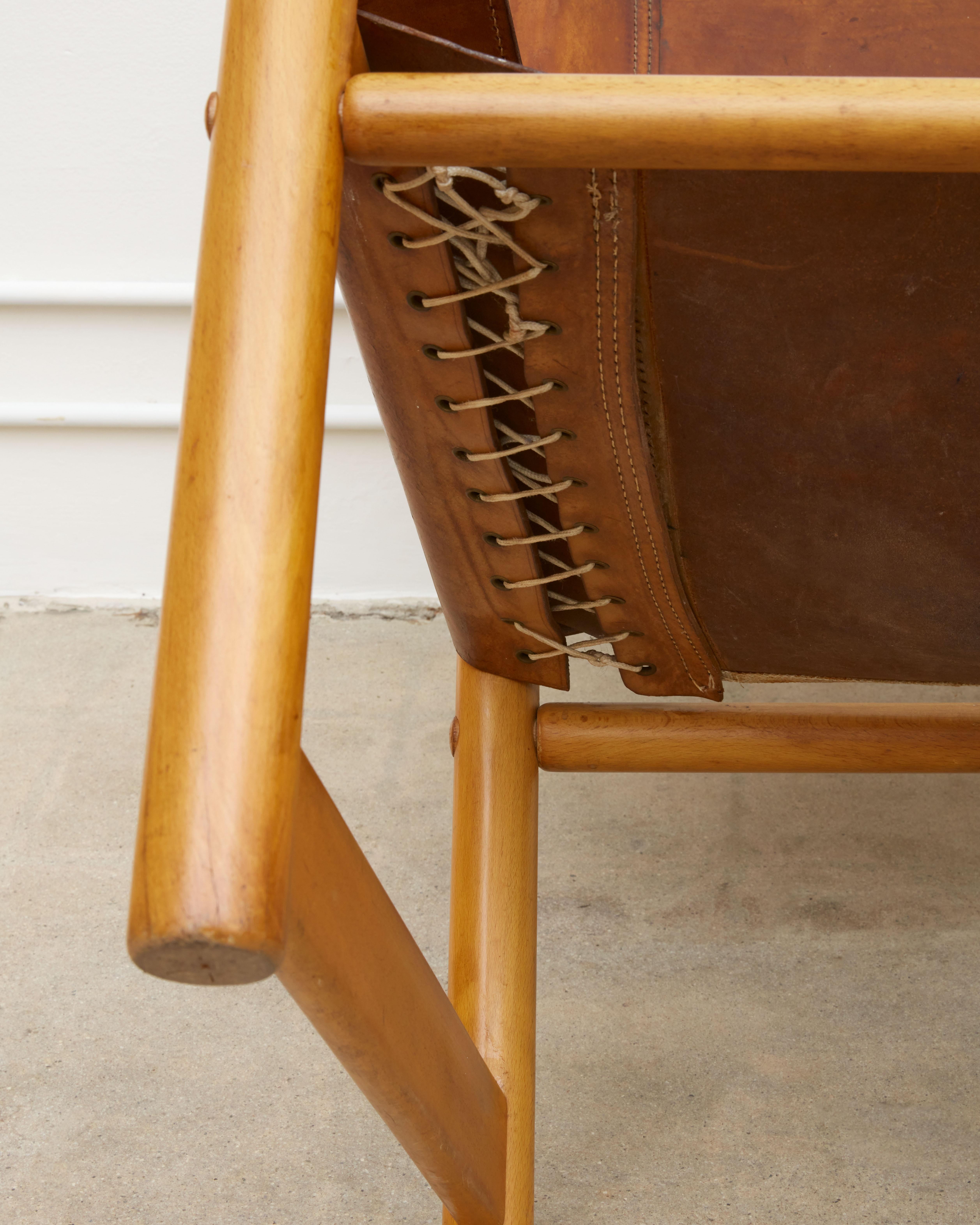 Sedia a fionda scandinava in pelle in vendita 4