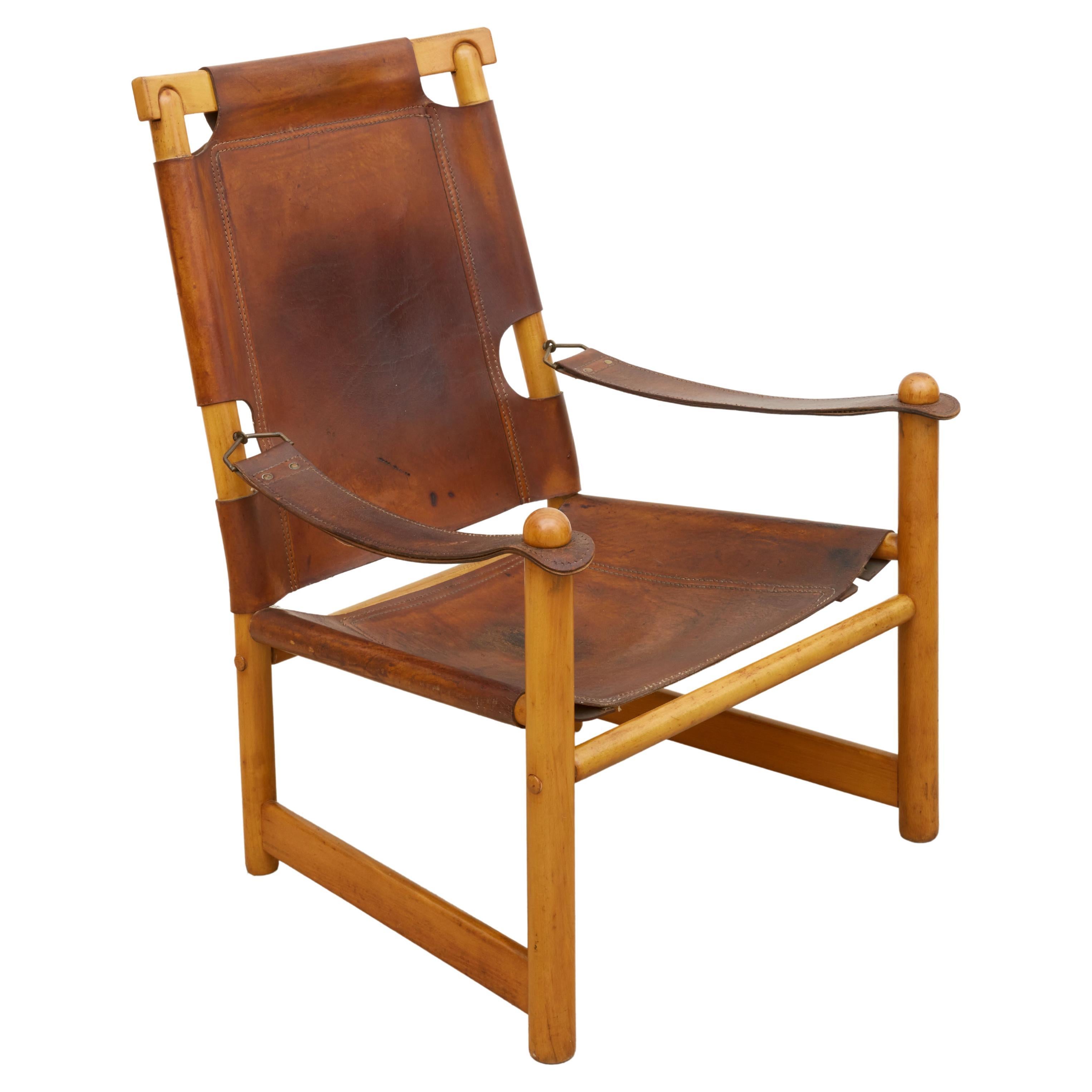 Scandinavian Leather Sling Chair