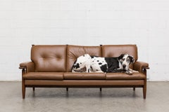 Scandinavian Leather Sofa with Leather Strap Supports