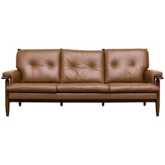 Scandinavian Leather Sofa with Leather Strap Supports