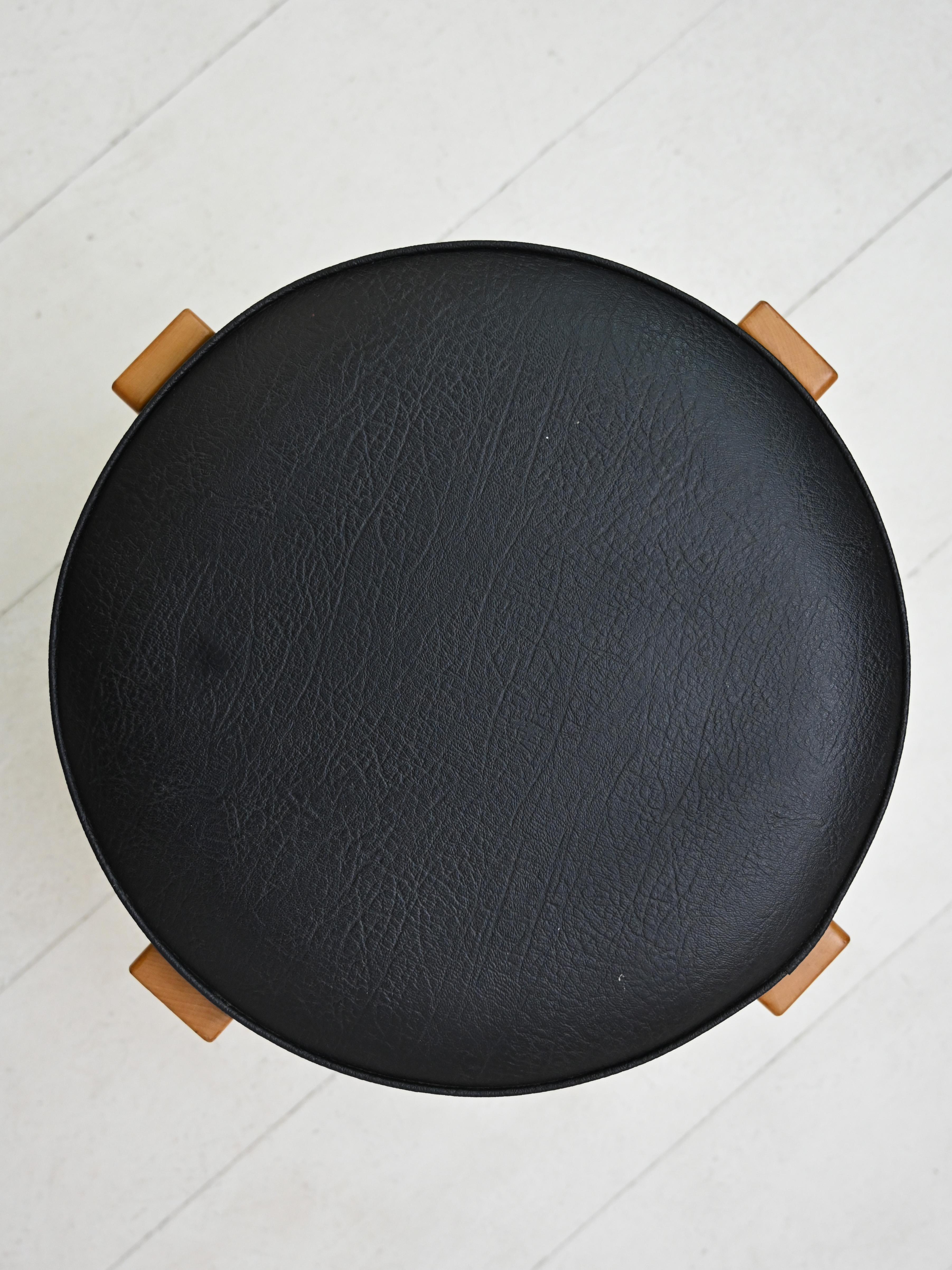 Mid-20th Century Scandinavian Leather Stool For Sale